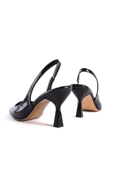 Siyah Arkası Açık Tasarım Kadın Topuklu Ayakkabı Simera  Siyah 6