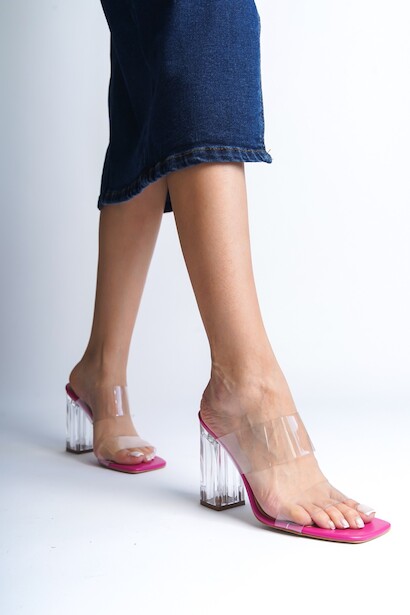 Kadın Şeffaf Topuklu Terlik Bale 