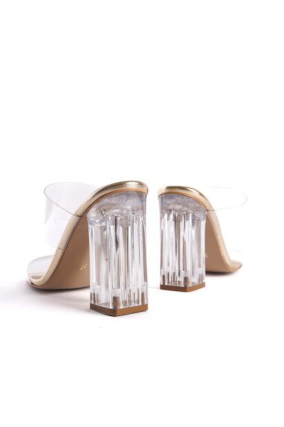 Kadın Şeffaf Topuklu Terlik Bale  Altın 6