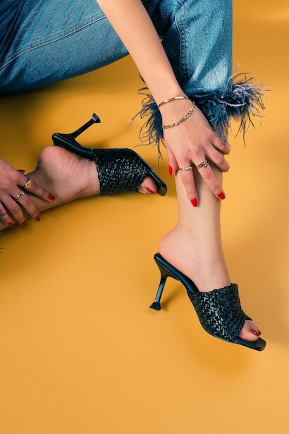 Kadın Tarz Topuklu Terlik Emma  Siyah