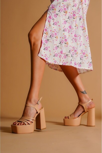 Kadın Biyeli Tasarım Platform Ayakkabı Jewel  Nude Cilt 4