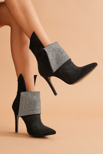 Kadın Yaka Taşlı Sivri Burun Bot Kennard 