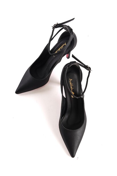 Kadın Tek Baret Kısa Topuklu Ayakkabı Eloi  Siyah Cilt 6