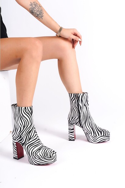 Kadın Platform Topuklu Bot Vito  Zebra 4