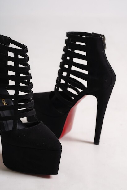 Kadın Platform Özel Tasarım Topuklu Platform Kadın Ayakkabı Comfort Siyah  4