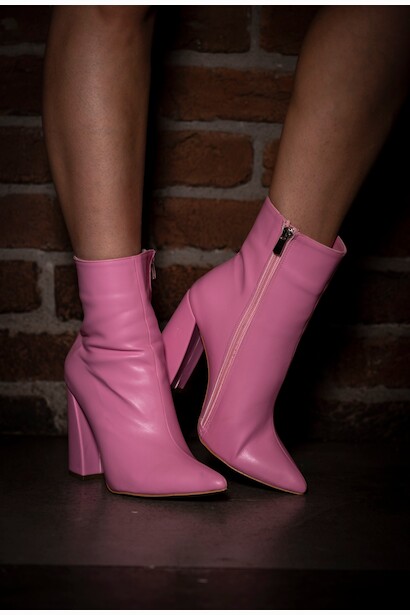 Kadın Tasarım Topuk Fermuarlı Bot Stepway  Pembe Cilt  4
