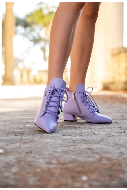 Kadın Kısa Topuklu Bağcıklı Bot Marea Lila  4