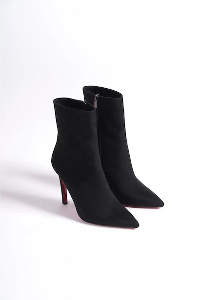 Kadın Sivri Burun Topuklu Bot Togi Siyah Süet  4