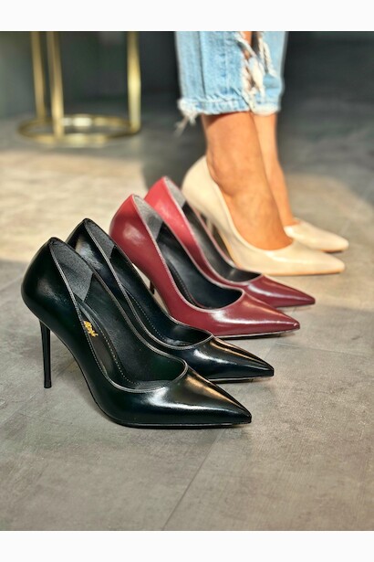 Bordo İnce Topuk Sivri Burunlu Kadın Stiletto Osama Bordo  6