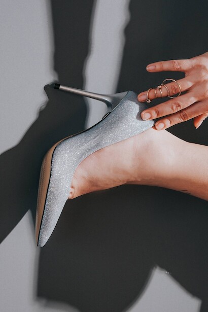 Gümüş Sim İnce Topuk Sivri Burunlu Kadın Stiletto Osama Gümüş Sim  6