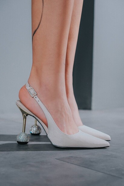 Ten Parlak Saten Kadın Taş Topuklu Ayakkabı Ciane  Ten Saten  6