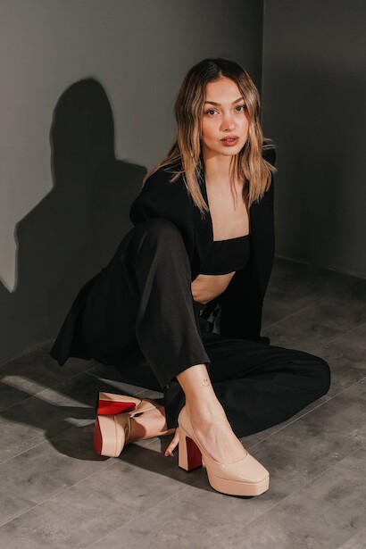 Kadın Kalın Topuklu Ayakkabı Ecovan  Nude Rugan  4