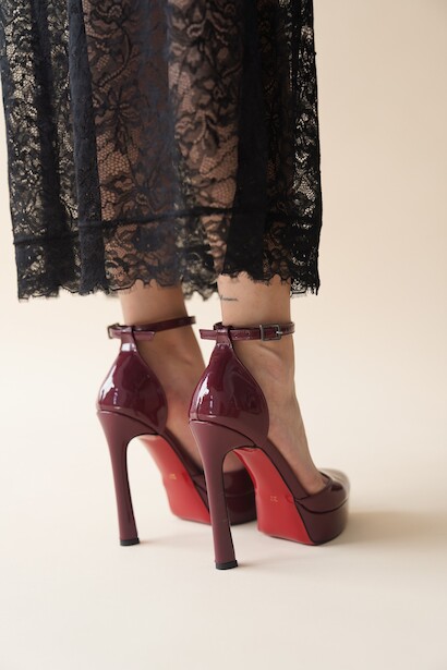 Kadın Baretli Platform Topuklu Ayakkabı Accies Bordo 9