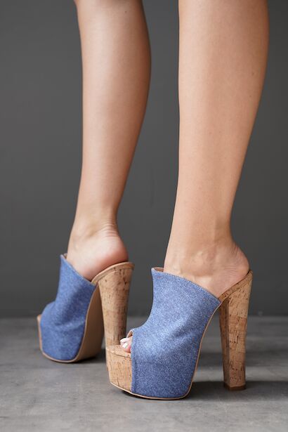 Kadın Kalın Topuk Yüksek Platform Terlik Simsi 