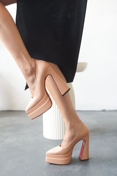 Kadın Çift Platform Özel Tasarım Kadın Ayakkabı Rigel  Nude Cilt 4
