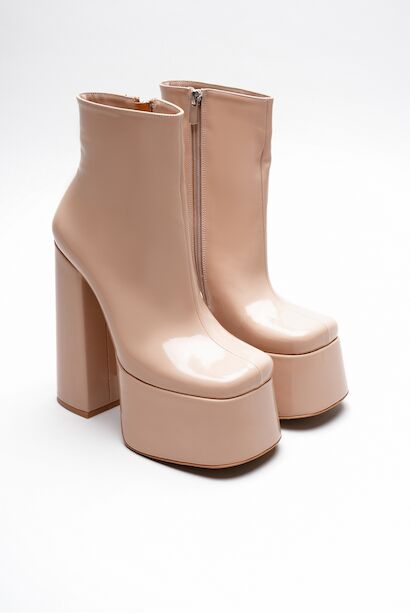 Kadın Fermuarlı Yüksek Platform Bot Ecosi  Nude Rugan