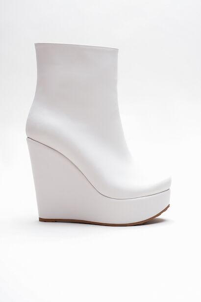 Kadın Fermuarlı Dolgu Topuklu Bot Dainas  Beyaz Cilt 