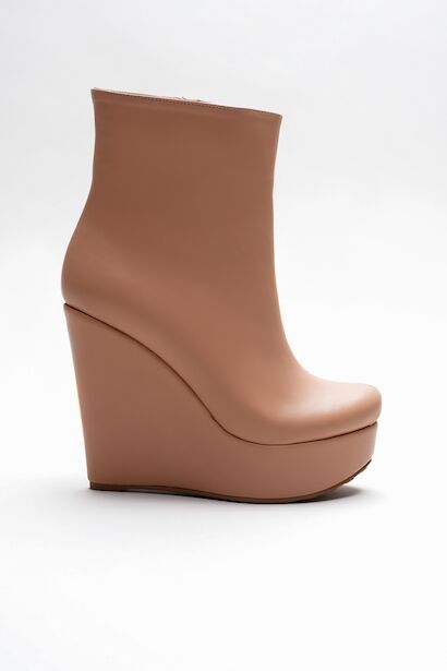 Kadın Fermuarlı Dolgu Topuklu Bot Dainas  Nude Cilt