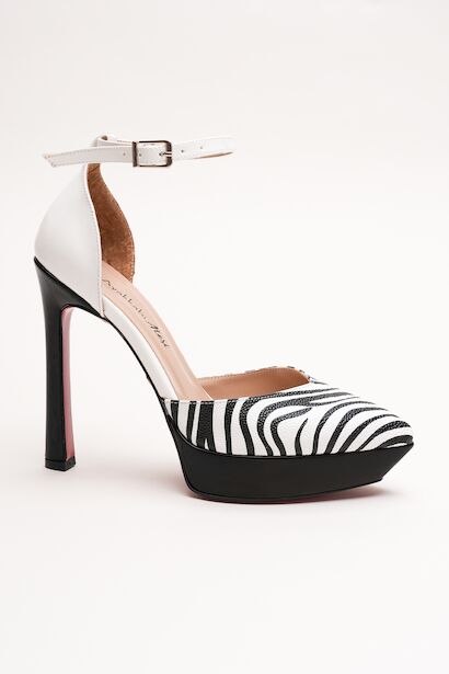Kadın Baretli Platform Topuklu Ayakkabı Accies  Zebra
