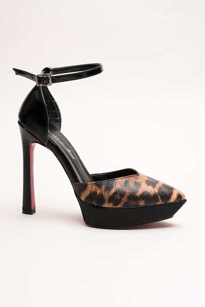 Kadın Baretli Platform Topuklu Ayakkabı Accies  Leopar