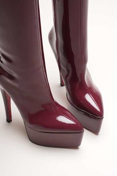 Kadın Sivri Burun Yüksek Topuklu Çizme Carmen  Bordo Rugan 6