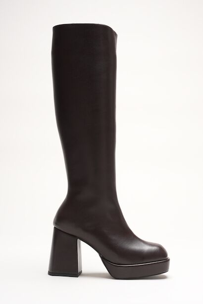 Kadın Kalın Topuk Platform Çizme Ulrika  Kahverengi Cilt