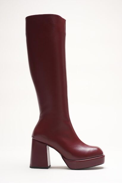 Kadın Kalın Topuk Platform Çizme Ulrika  Bordo Cilt