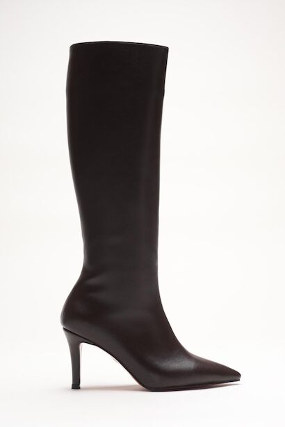 Kadın Sivri Burun Kısa Topuklu Çizme Zelda  Kahverengi Cilt