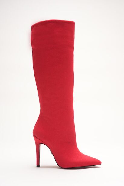 Kadın Sivri Burun Fermuarsız İnce Topuklu Diz Altı Çizme Monias 