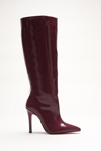 Kadın Sivri Burun Fermuarsız İnce Topuklu Diz Altı Çizme Monias 