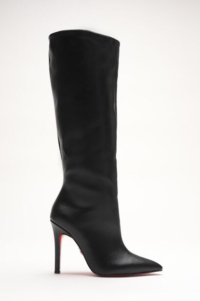 Kadın Sivri Burun Fermuarsız İnce Topuklu Diz Altı Çizme Monias 