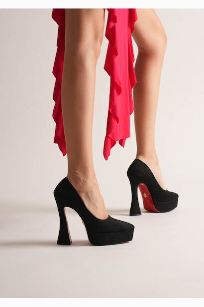 Kadın Özel Tasarım Platform Ayakkabı Mila  Siyah Süet 6