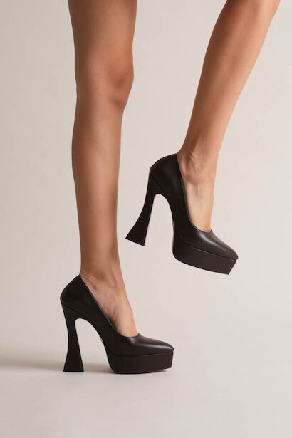 Kadın Özel Tasarım Platform Ayakkabı Mila  Kahverengi Cilt 6