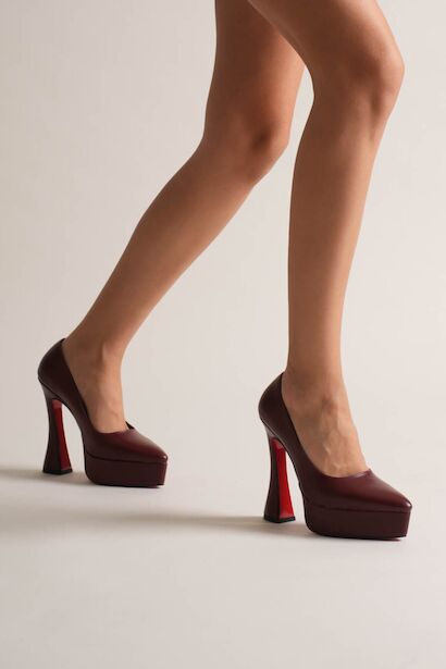 Kadın Özel Tasarım Platform Ayakkabı Mila  Bordo Cilt 6