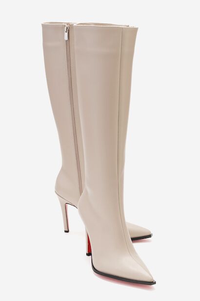 Kadın Diz Altı Fermuarlı İnce Topuklu Çizme Yoran 