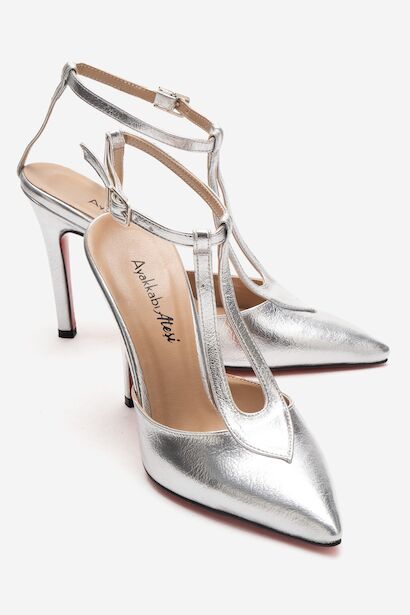 Kadın Sivri Burun T-bantlı Tasarım Topuklu Ayakkabı - Stiletto Stilo 