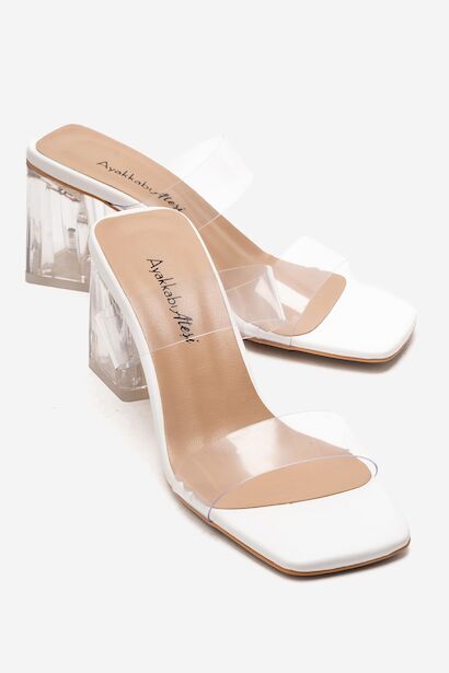 Kadın Şeffaf Topuklu Şeffaf Kapaklı Özel Tasarım Terlik Brillant 