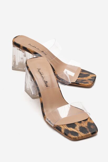 Kadın Şeffaf Topuklu Şeffaf Kapaklı Özel Tasarım Terlik Brillant 